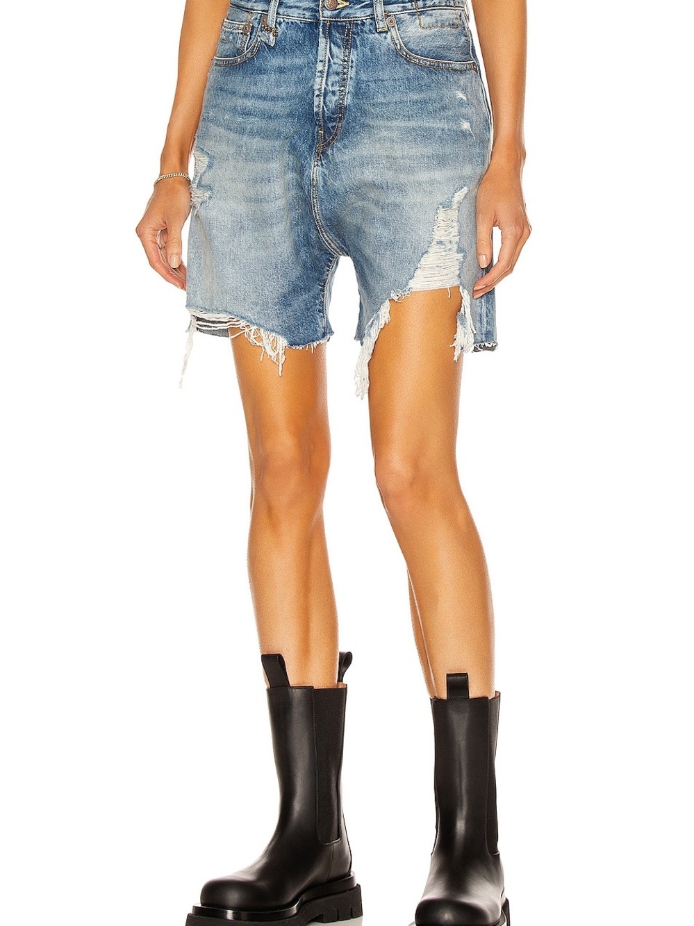 R13 Marky Drop Denim Shorts Bain Blue Size 25